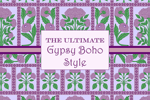 Bohemian Patchwork Purple And Green