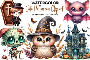 Cute Halloween Clipart SVG PNG Bundl, an Illustration by DreamArtGraphic