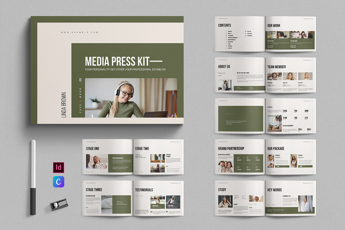Media Press Kit Template Landscape, a Brochure Template by E-Type (Photo 1 of 7)