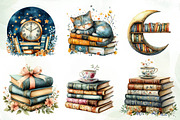 Whimsical Library Clipart, an Illustration by CreationArt (Thumbnail 2 of 5)