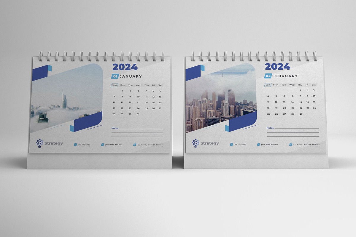 Desk Calendar 2024, a Print Template by Uiparvin (Photo 2 of 2)