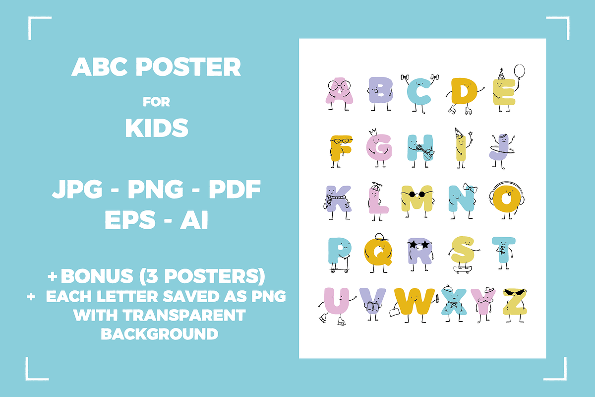 ABC POSTER for KIDS (+ 3 BONUSES), an Education Illustration by Bonfloret Studio (Photo 1 of 7)