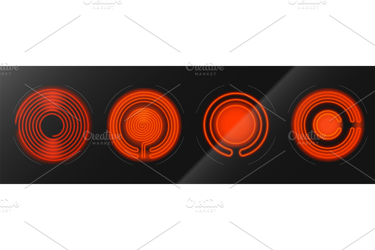 Induction cooktop burners set, a Technology Illustration by art PVP - market