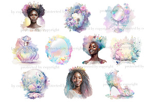 Pastel Black Princess Watercolor