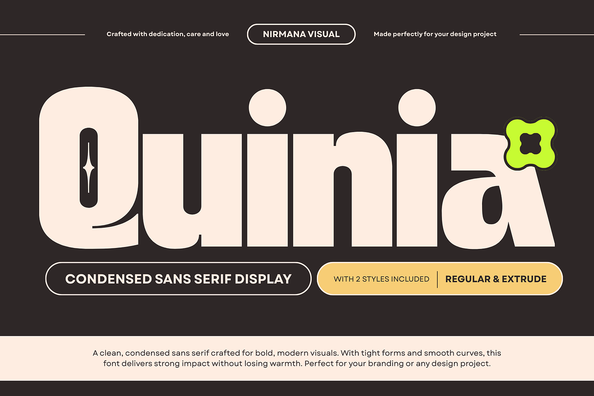 Quinia Retro - Boldextrude Food Font, a Sans Serif Font by Nirmana Visual (Photo 1 of 15)