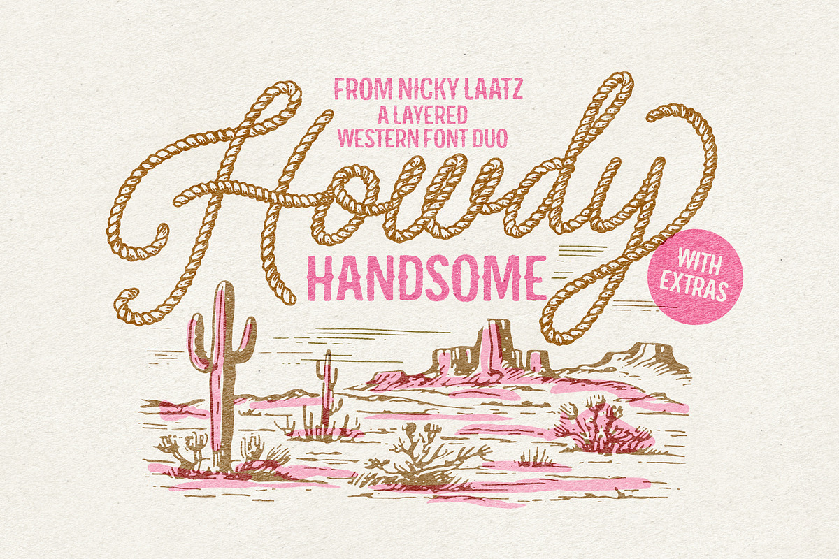 Howdy Handsome Layered Font Duo, a Script Font by Nicky Laatz (Photo 1 of 39)