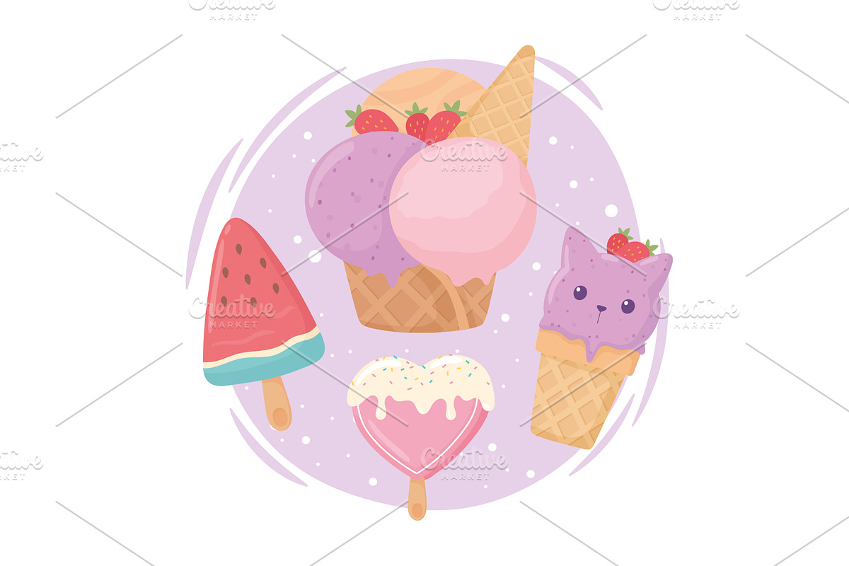 ice cream dessert, a Food Illustration by studiogstock