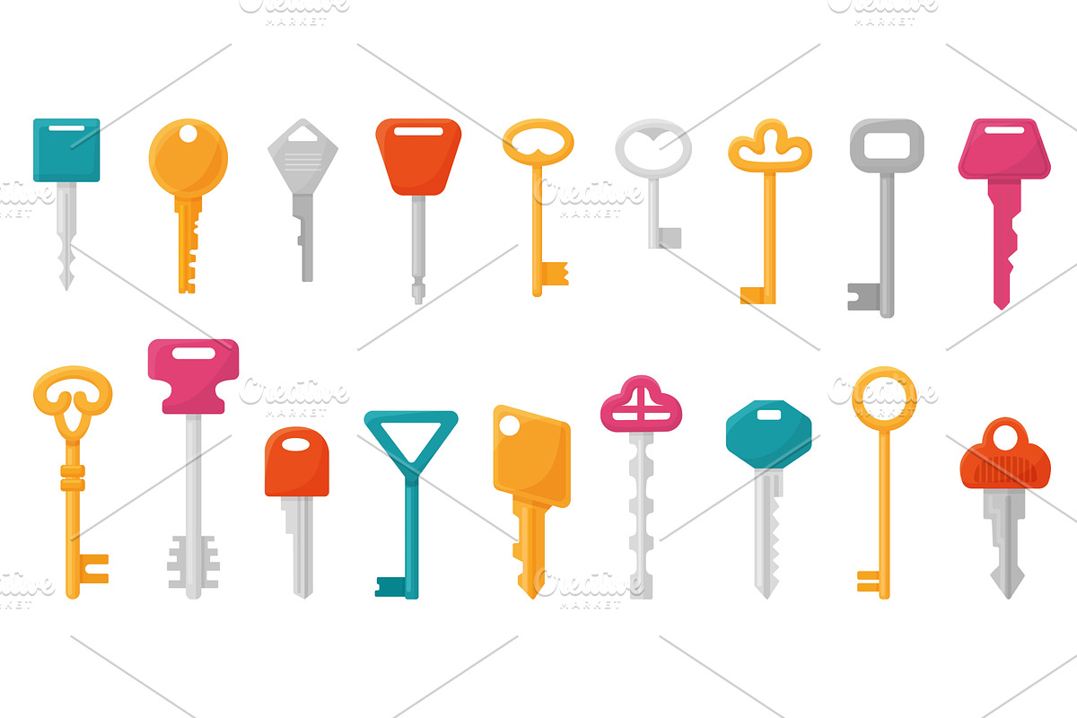 Cartoon keys. Different key for, an Object Illustration by Valerie Bodnar