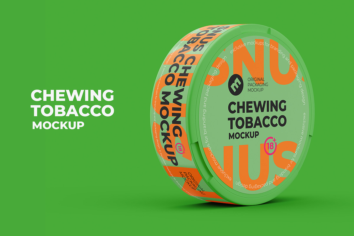 chewing tobacco packaging Snus Chewing Tobacco Can Mockup Side, a Packaging Mockup by easymock 2