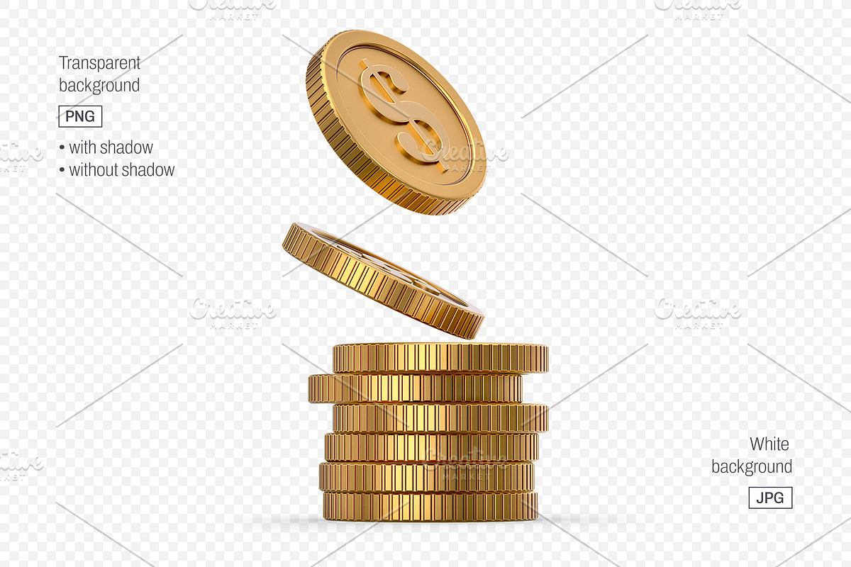 Set of Gold Coins Isolated PNG & JPG, an Object Graphic by LoopAll (Photo 6 of 6)