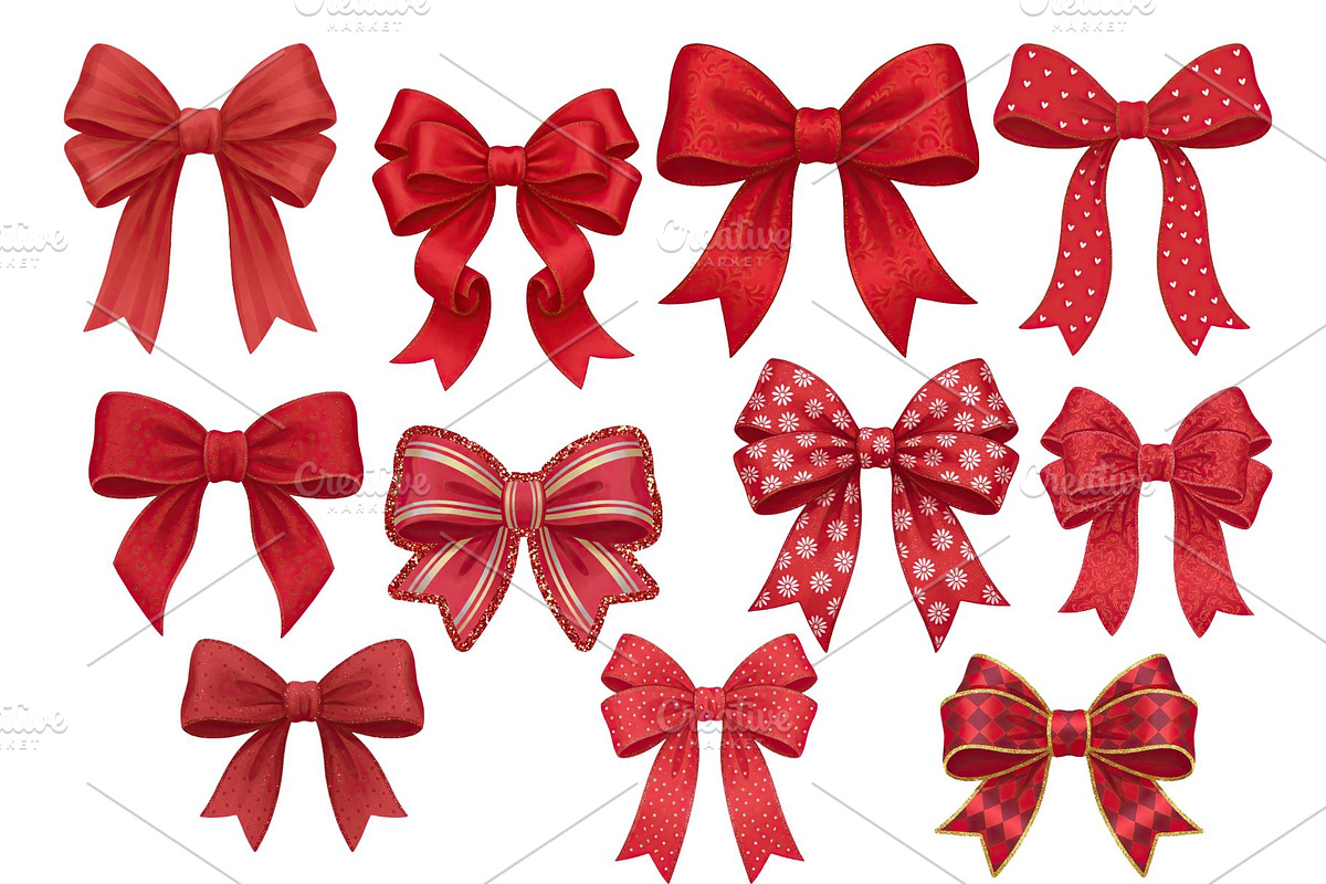 Red Textured Bows Mega Bundle, a Decorative Illustration by Stellalunarts (Photo 14 of 23)