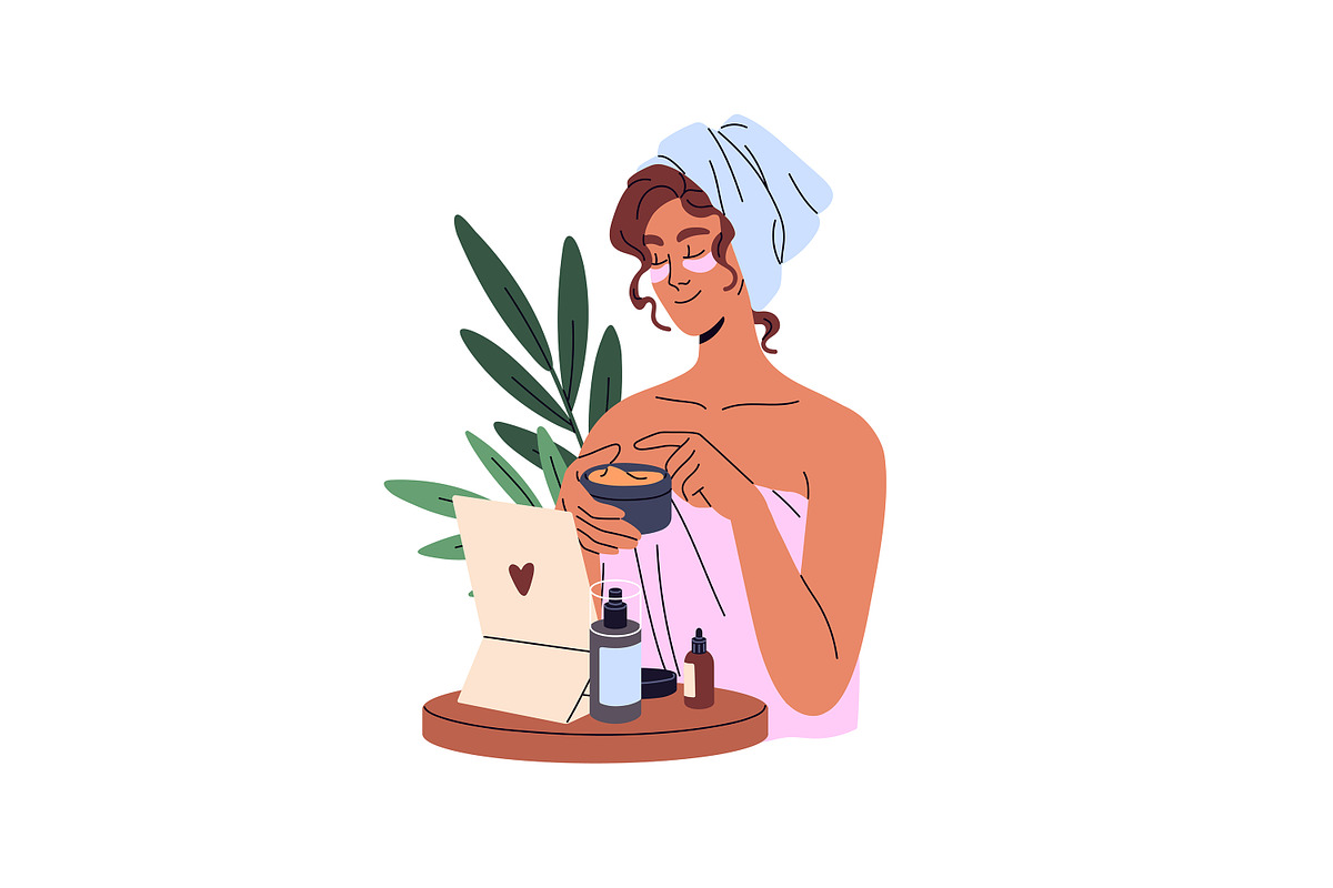 Girls doing makeup, skincare set, a Person Illustration by PaperTrident (Photo 8 of 8)