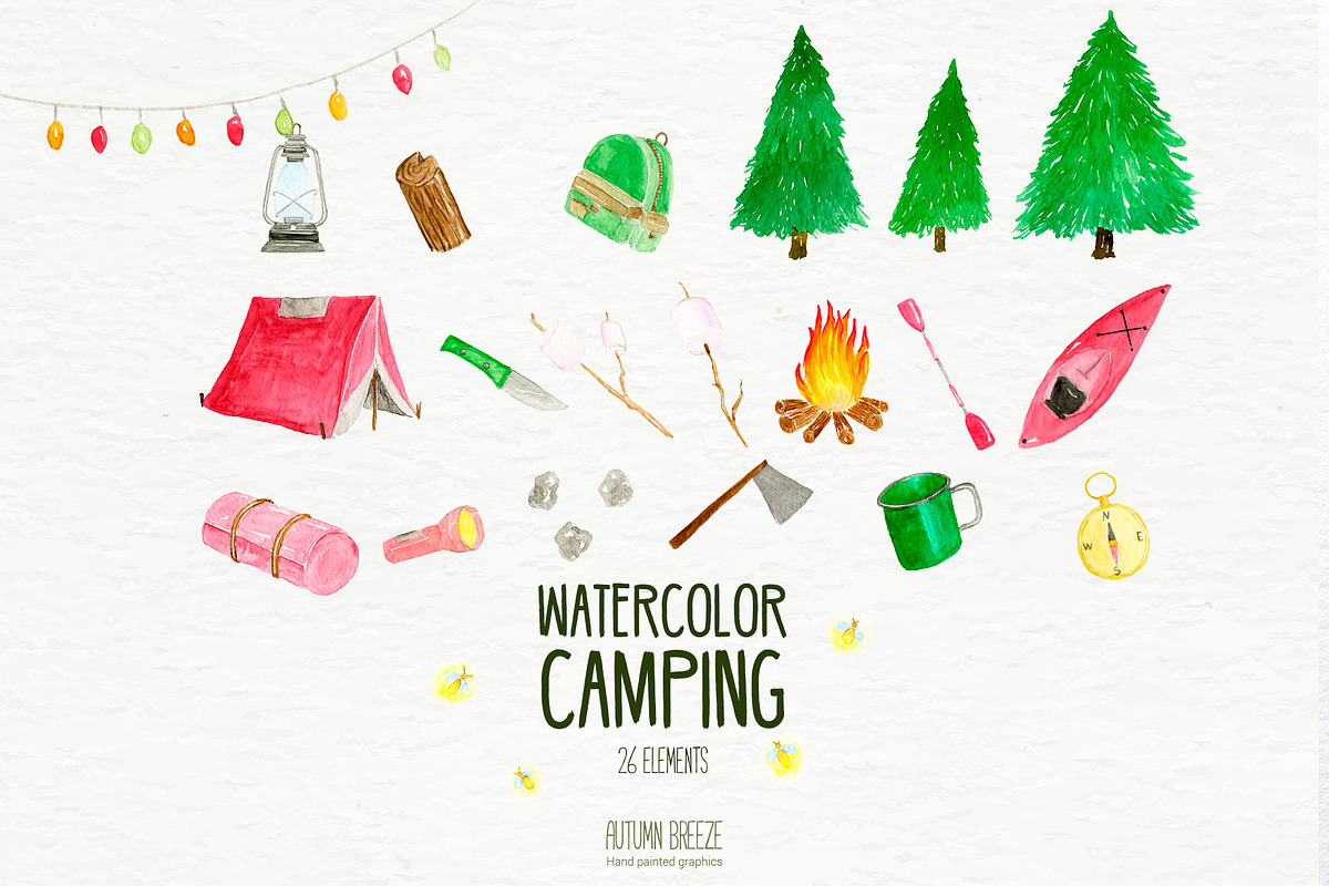 watercolor camping, a Decorative Illustration by Autumn Breeze (Photo 3 of 3)