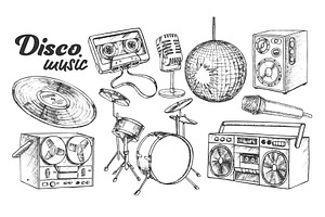 Disco Music Collection Elements Ink