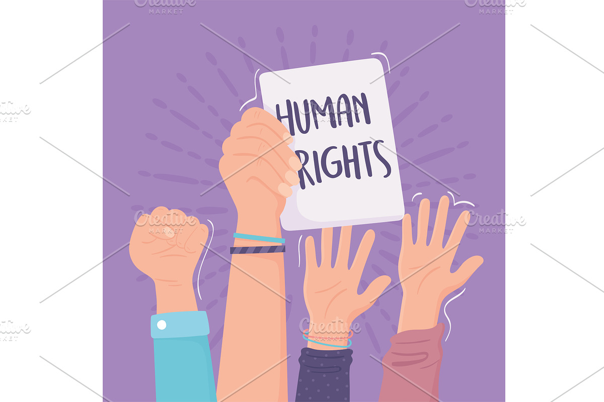 human rights raised hands, an Illustration by studiogstock