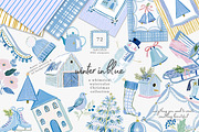 blue Christmas watercolor clipart, a Decorative Illustration by Patishop Art (Thumbnail 1 of 13)