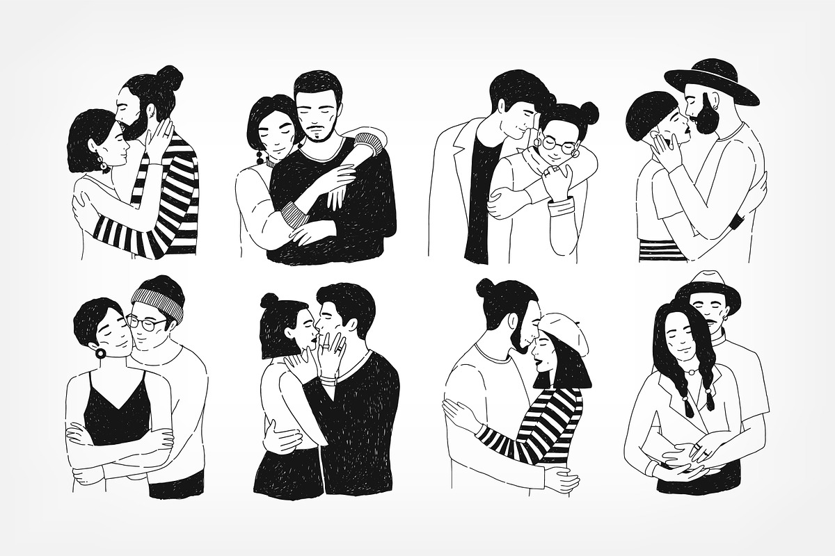 Love couples set + greeting cards, a Person Illustration by Good Studio (Photo 3 of 10)
