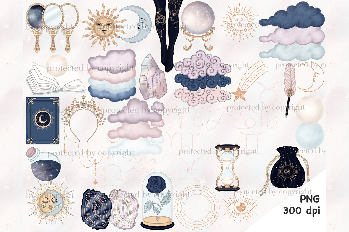 Moon Clipart, a Decorative Illustration by GlamArtZhanna (Photo 2 of 4)