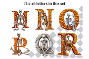 Halloween Skeleton Alphabet Letters, a Decorative Illustration by Creative Art By SamM (Thumbnail 5 of 10)