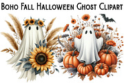 Boho Fall Halloween Ghost Png Clipar, an Illustration by Pixels.Craft (Thumbnail 1 of 6)