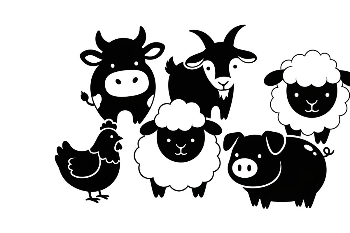 Cute Farm Animal Silhouette Bundle, an Illustration by hafijul (Photo 19 of 51)