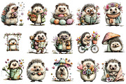 Quirky Spring Hedgehog Clipart, an Illustration by OK Design (Thumbnail 3 of 6)