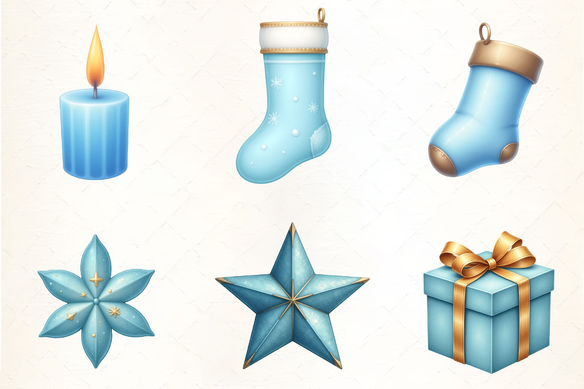 Gold and Blue Christmas Clipart, an Illustration by CrexoraLab (Photo 2 of 5)