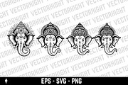 Hindu deity Ganesha's head, a Decorative Illustration by Vectorhight (Thumbnail 3 of 3)