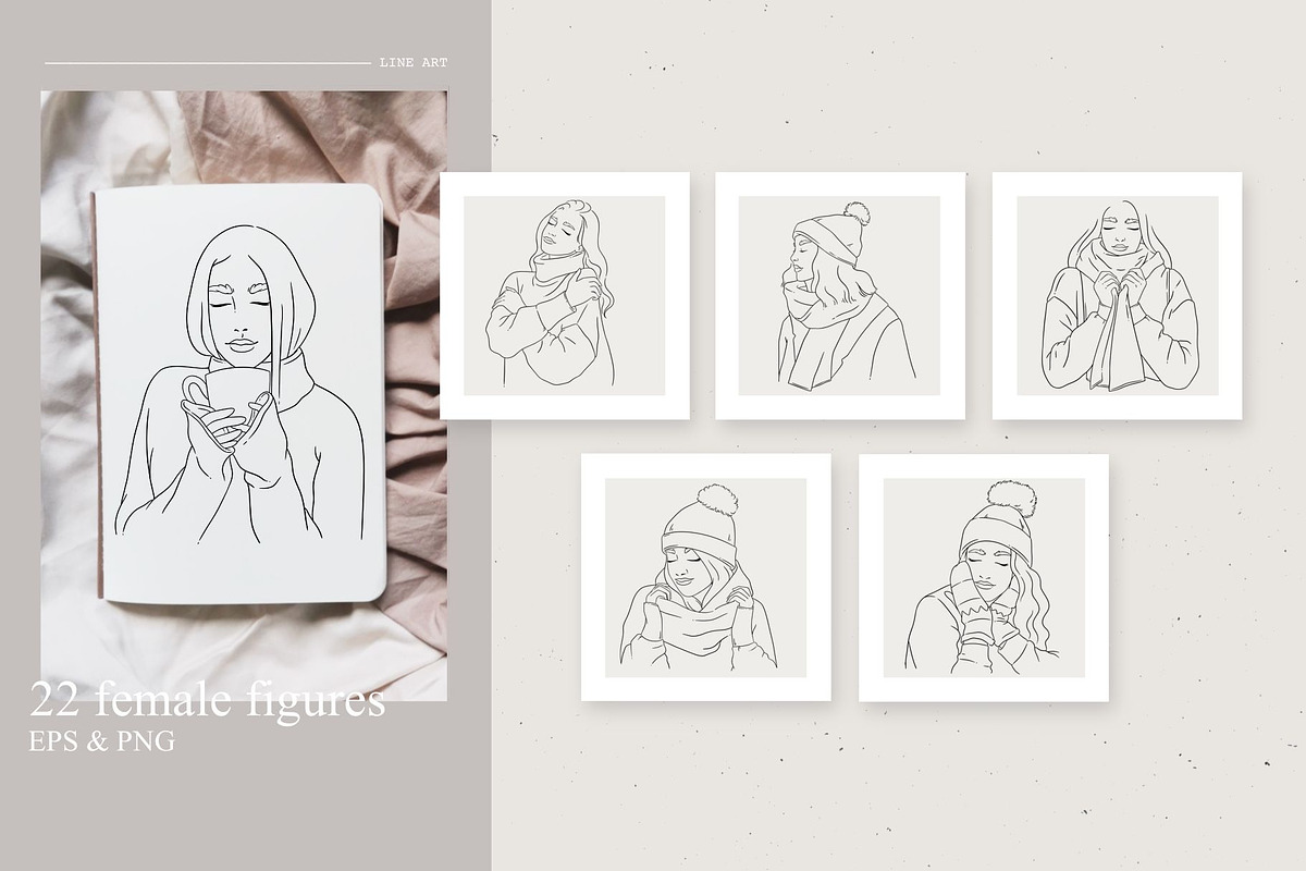 Cozy day.  Female line art, a Graphic by heyXeni (Photo 2 of 9)