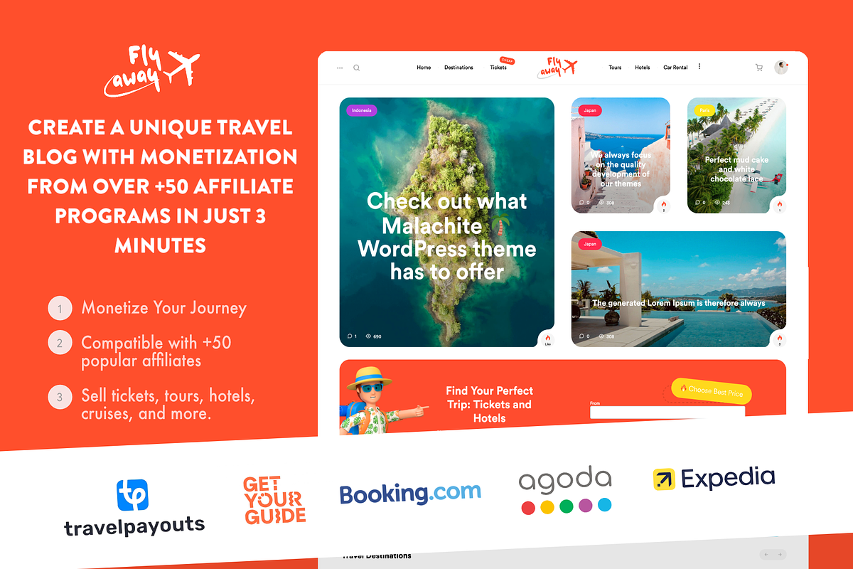 Travel Affiliate WordPress Blog, a WordPress Template by WordPressTheme (Photo 1 of 8)