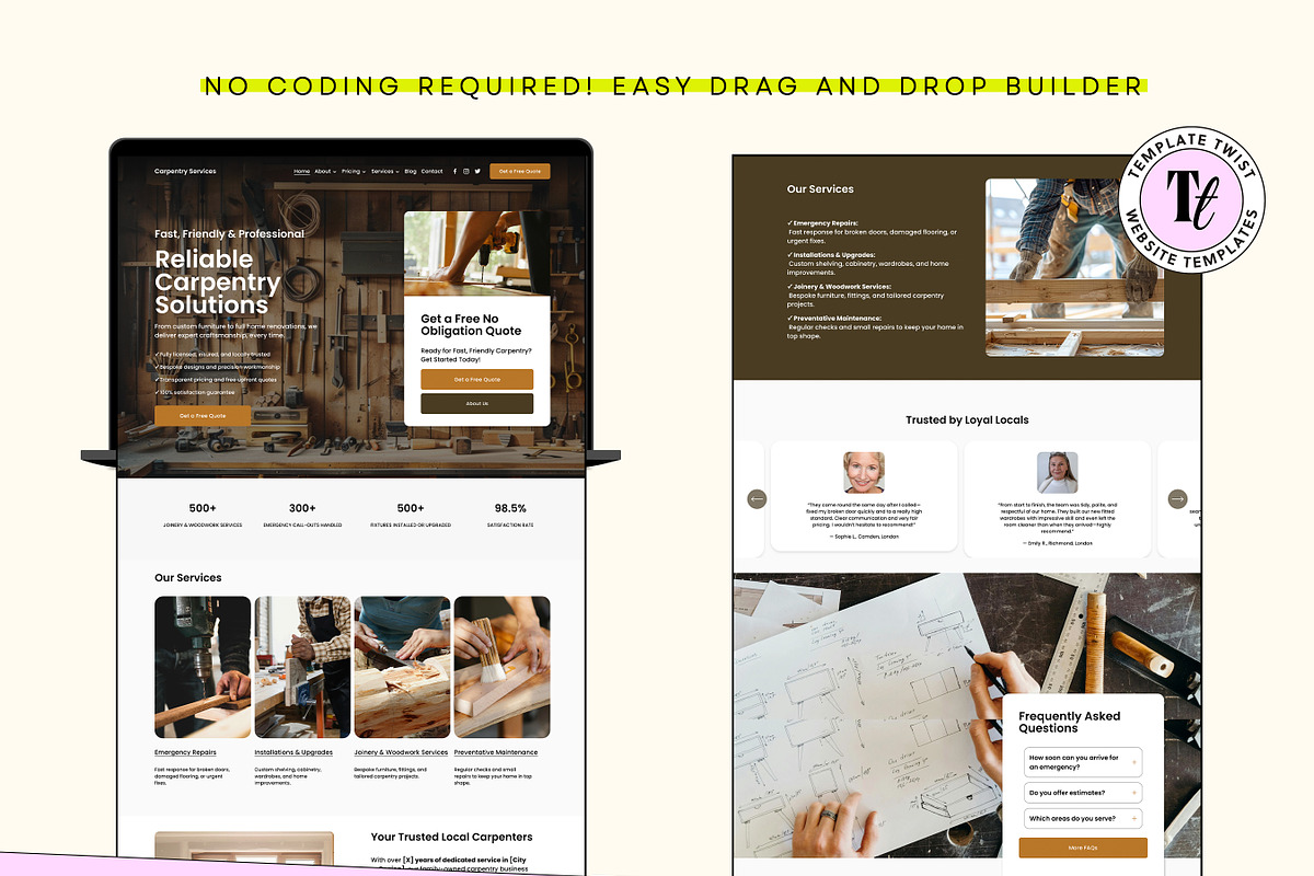 Carpentry Squarespace Template, a Websites & App Template by Template Twist Shop (Photo 8 of 10)