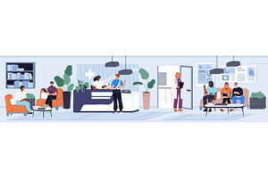 Patients, doctor in hospital, clinic, a Healthcare Illustration by PaperTrident