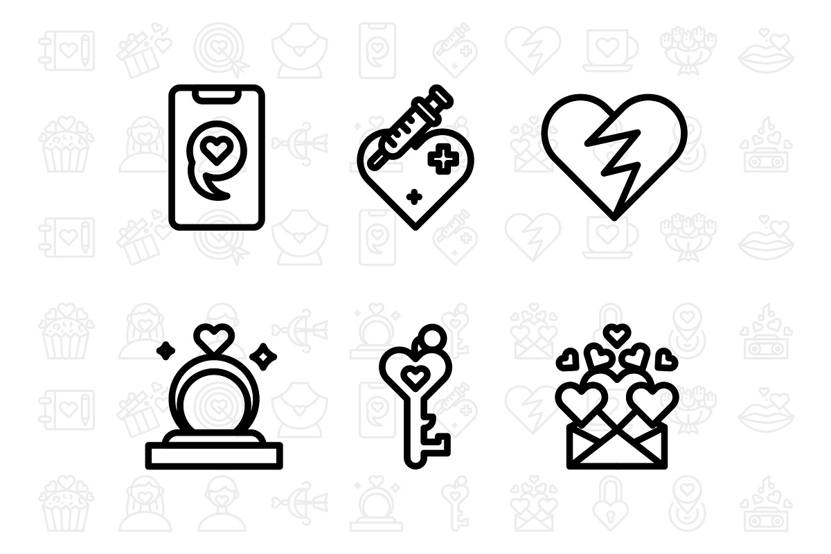 20 love line icon black and white, an Outline Icon by khalwa.studio (Photo 3 of 3)