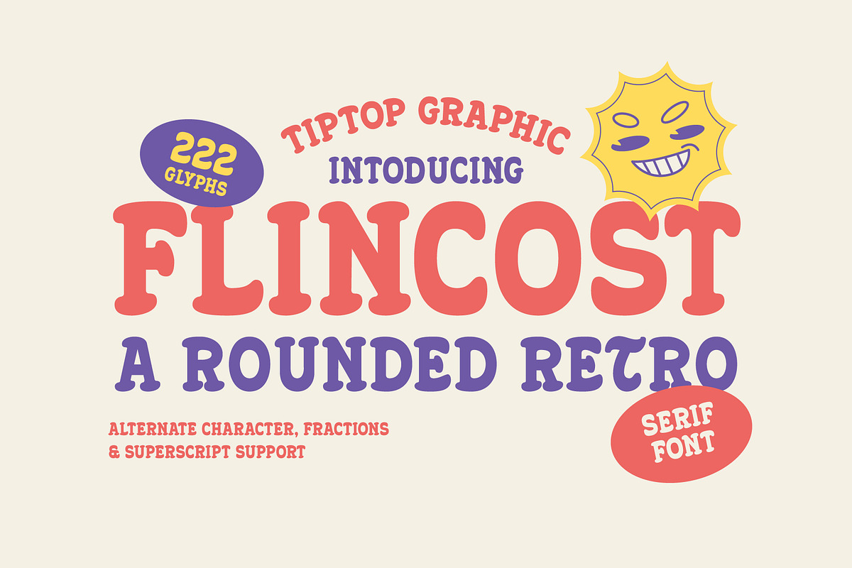 Flincost – Rounded Retro Font, a Serif Font by Tiptop Graphic (Photo 1 of 10)