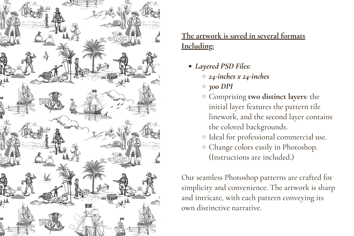 Pirate Toile de Jouy Print, a Background Graphic by Hughes Studio (Photo 5 of 6)