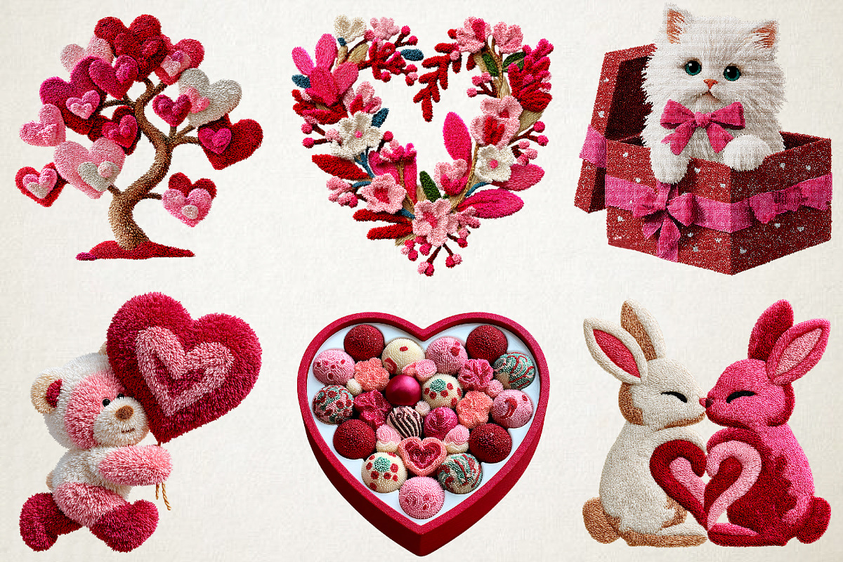 Valentine Faux Latch Hook Cliparts, an Illustration by RobertsArt (Photo 6 of 6)