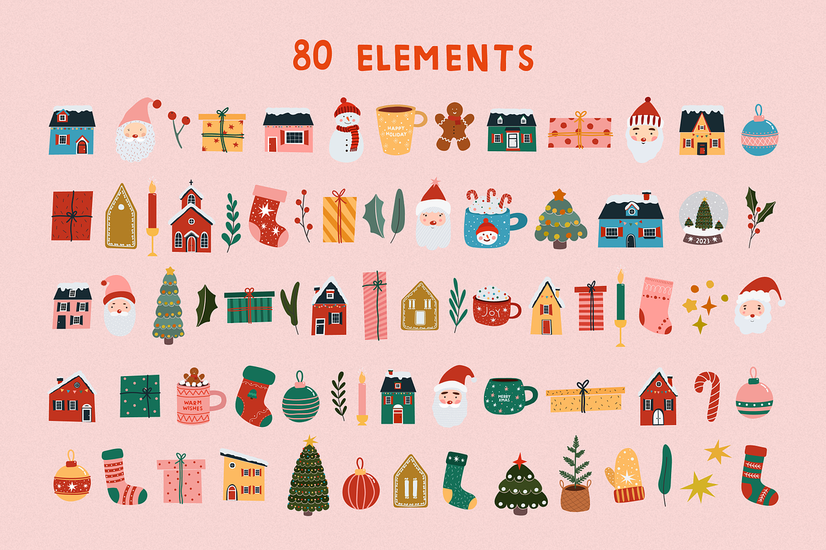 Cute Christmas vector clipart, a Decorative Illustration by viktoriiavk (Photo 3 of 7)