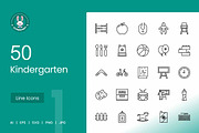 50 Kindergarten Line Icons, an Icon by IconBunny (Thumbnail 1 of 2)