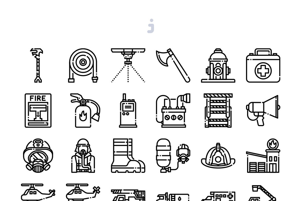 30 Fire Fighter Icon set, an Outline Icon by Just Icon (Photo 3 of 3)