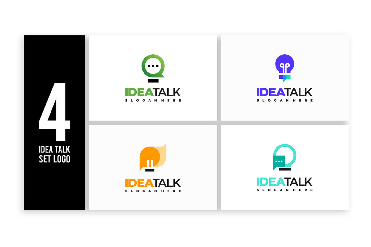 Set of Idea Talk Logo designs, a Branding & Logo Template by Lucky Creative (Photo 1 of 5)