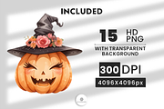 Watercolor Halloween Pumpkins Bundle, an Object Graphic by Nina Shaw (Thumbnail 2 of 9)