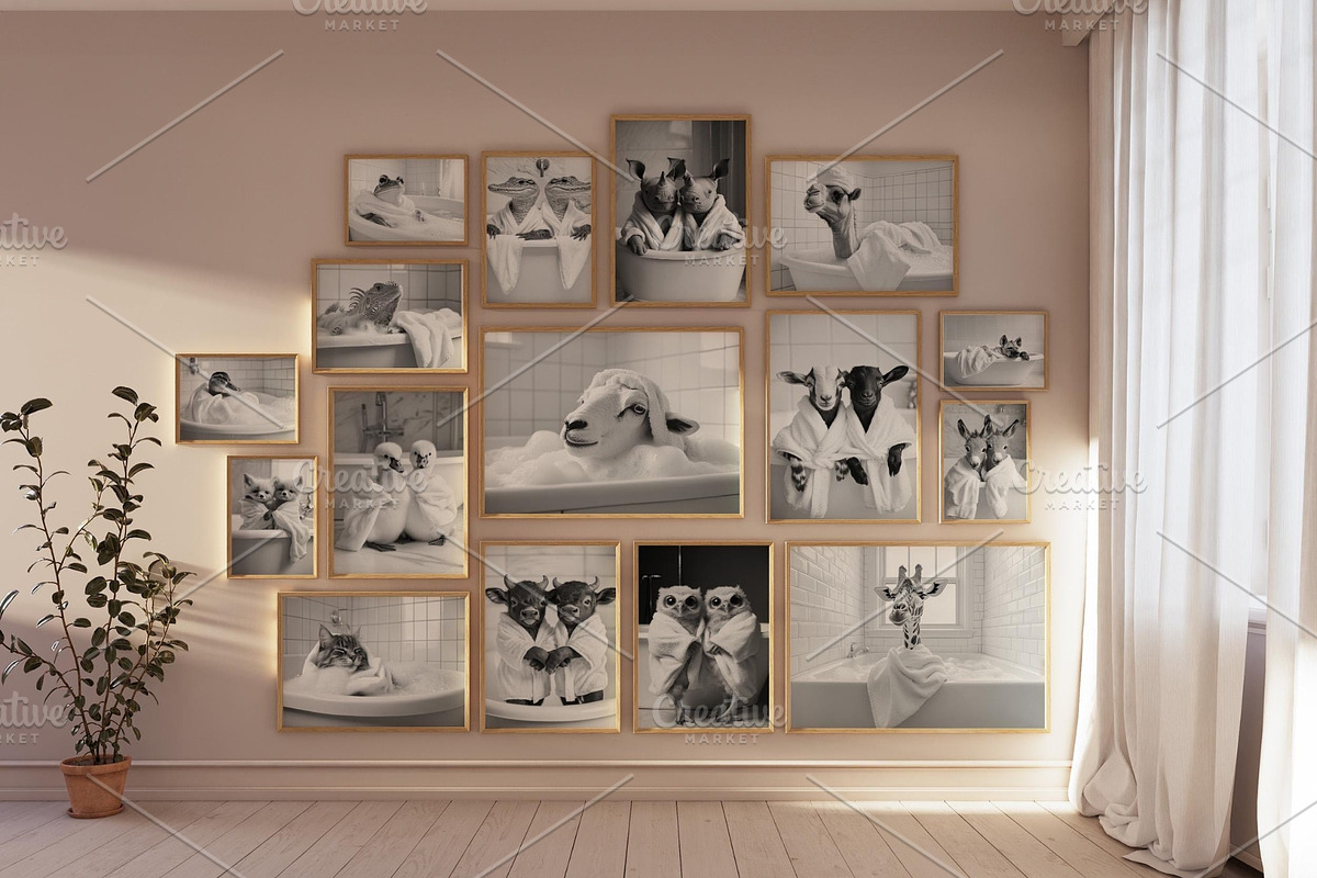 Funny and Cute Bathroom Art Bundle, an Animal Photo by PrintablesByFranklyn (Photo 2 of 10)