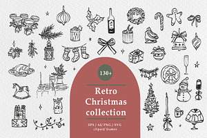 Hand drawn retro Christmas
