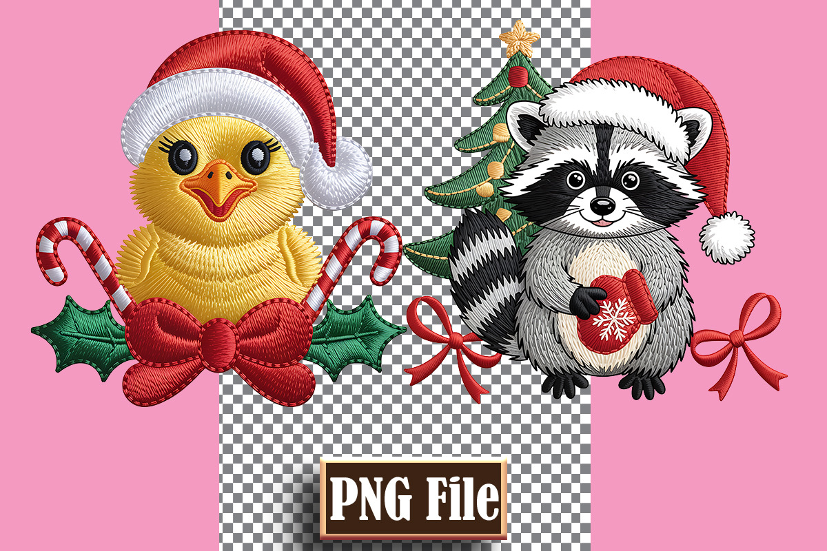 Christmas Animal Embroidery Clipart, a Seasonal Illustration by protabsorkar11 (Photo 5 of 10)