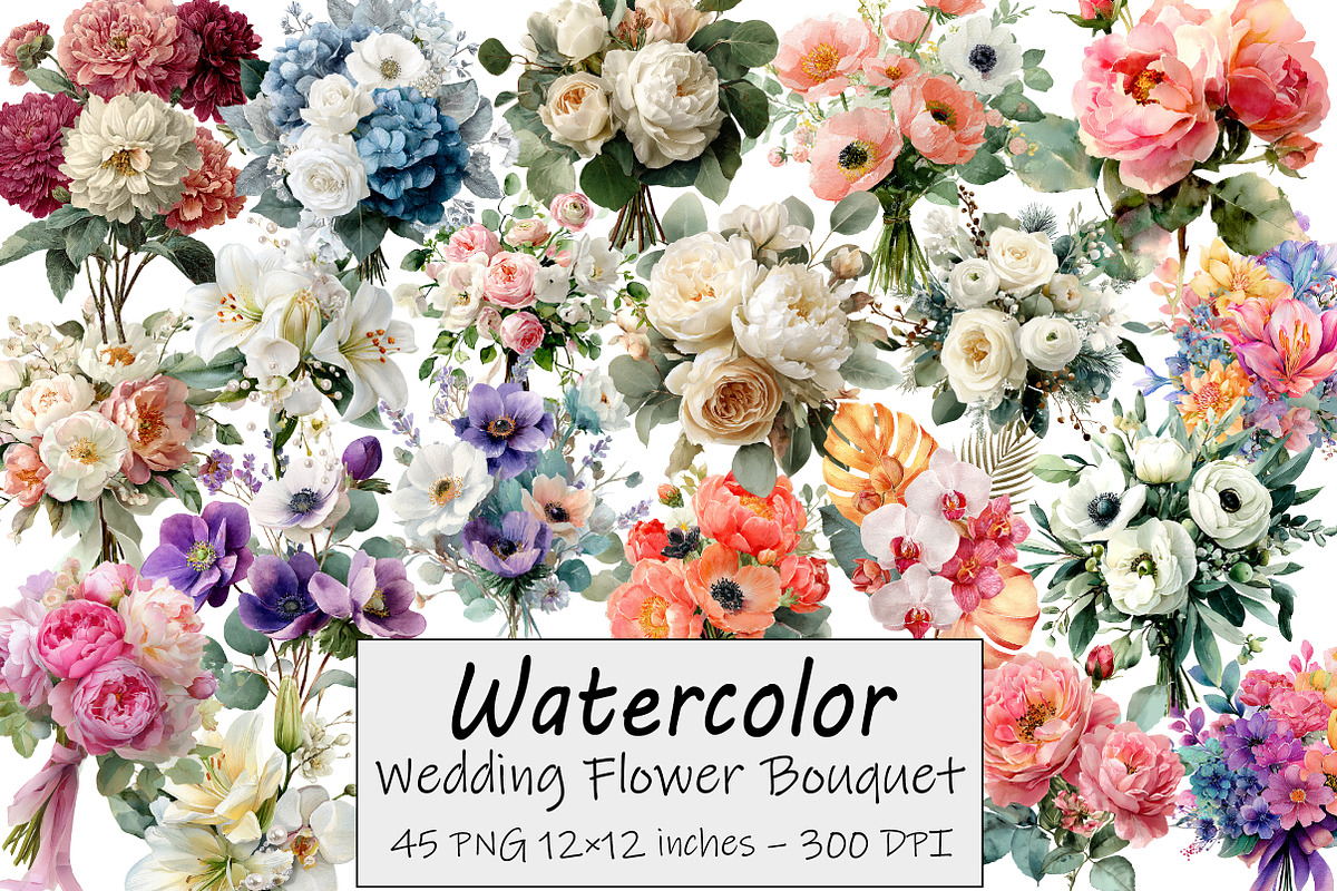 Wedding Flower Bouquet Clipart, an Illustration by Design Market (Photo 1 of 4)