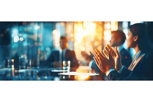 Executives clapping hands in a well, a Business Photo by Igor Tichonow