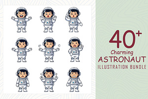 Charming astronaut EPS Bundle, a Technology Illustration by Sofia's Fashion