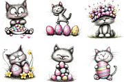 Whimsical Funny Easter Cat Clipart, an Illustration by Designking (Thumbnail 4 of 5)