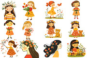 Flowers and Girls Clipart, an Illustration by Designworld (Thumbnail 3 of 5)