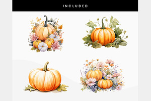 Pastel Pumpkins Flowers PNG Clipart